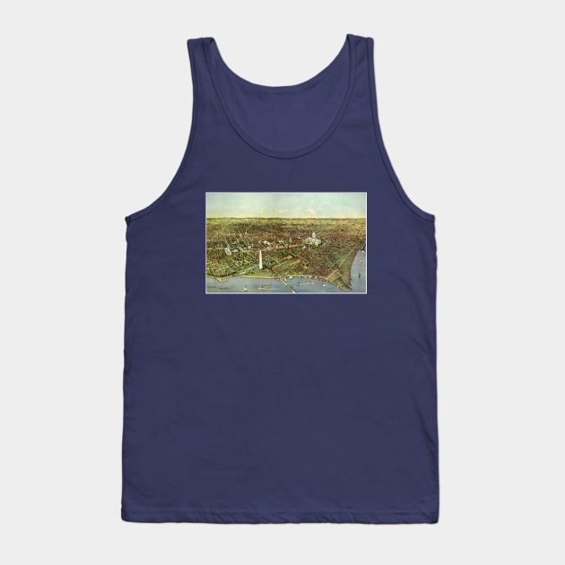 Antique Map with a Panoramic View of Washington DC Tank Top by MasterpieceCafe